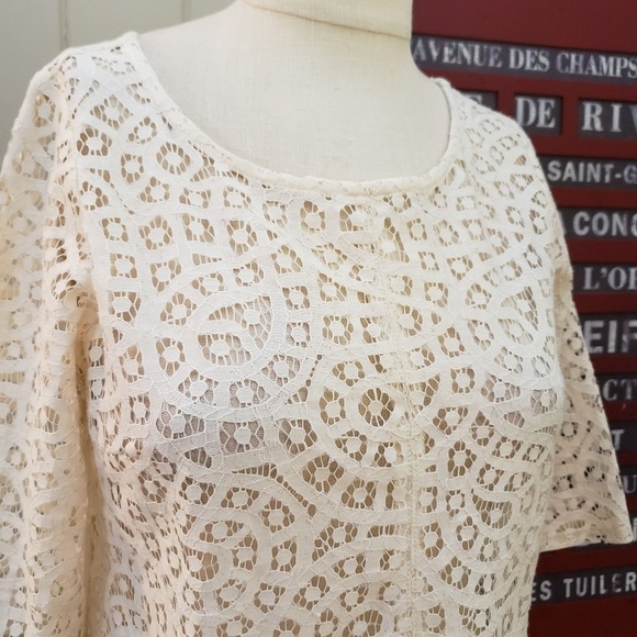Weston Anthropologie Ivory Lace embroidered top Size Small - Picture 2 of 10